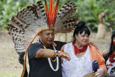 Director Lynette Wallworth, with Tashka, Chief of the Yawanawa. Photo by Greg Downing.