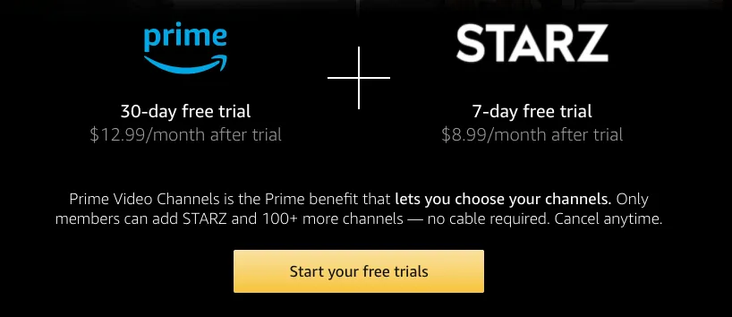 Amazon Prime and Starz