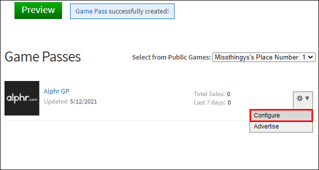 Configure game pass