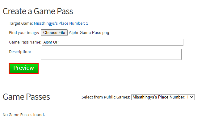 create game pass