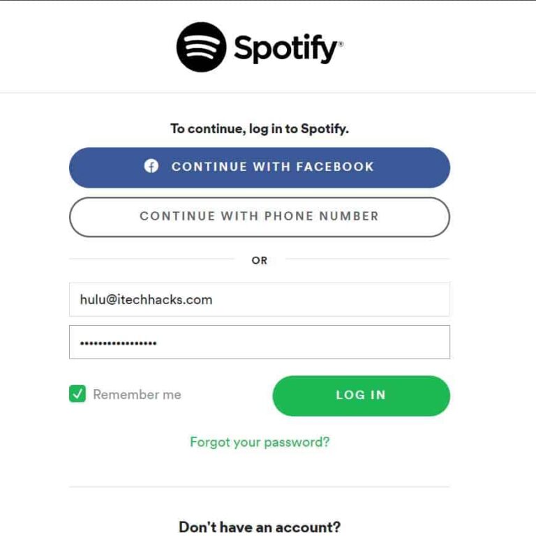 sign in spotify