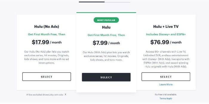 Hulu Free Trial pricing
